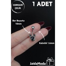 Jaida Moda Kadın Renkli Taşlı Cerrahi Çelik Göbek Piercing
