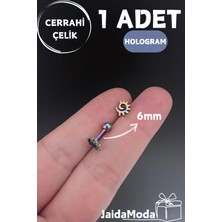 Jaida Moda 316L Cerrahi Çelik Hologram Güneş Figürlü Tragus, Kıkırdak, Helix 6mm Piercing
