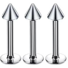 Jaida Moda Unisex 316L Paslanmaz Çelik 3'lü Set Sivri Uçlu Tragus Helix Labret Piercing