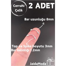 Jaida Moda Gri Top ve Spike Uçlu Kaş, Rook, Conch, Daith Çelik Piercing 2 Adet