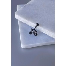 Jaida Moda Kadın Siyah Bisiklet Figürlü Göbek Piercing