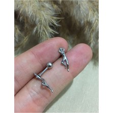 Jaida Moda 316L Cerrahi Çelik Gümüş Kadın Figürlü Tragus Kıkırdak Helix 6 mm Piercing