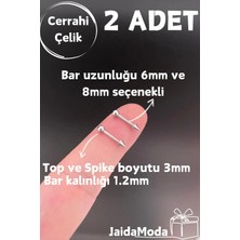 Jaida Moda Gümüş Top ve Spike Uçlu Helix Tragus Çelik Piercing 2 Adet