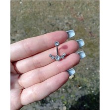 Jaida Moda Kadın Cerrahi Çelik Zirkon Taşlı Göbek Piercing