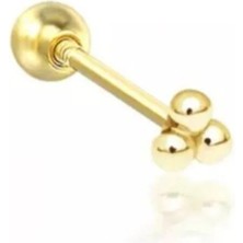 Jaida Moda 316L Cerrahi Çelik Gold Üç Toplu Piercing 6mm Tragus Kıkırdak Helix Şık Tasarım