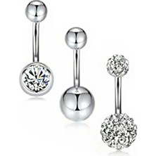 Jaida Moda Kadın 3 Adet Cerrahi Çelik Göbek Piercing