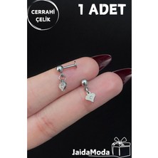 Jaida Moda Gümüş Sallantılı Kalp Figür Cerrahi Çelik Tragus Helix Piercing