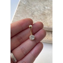 Jaida Moda Kadın Zirkon Taşlı Çelik Göbek Piercing