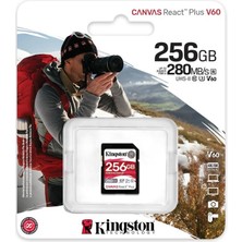 Kingston SDR2V6-256GB Canvas React Plus Sdxc Uhs-Ii 280R-150W U3 V60 For Full Hd-4k Sd Hafıza Kartı