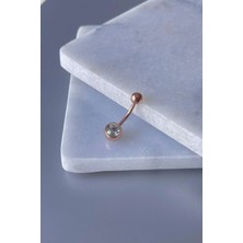 Jaida Moda Kadın Rose Renk Zirkon Taşlı Çelik Göbek Piercing