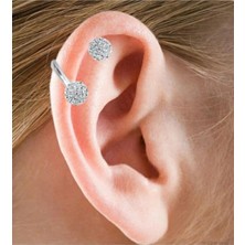 Jaida Moda 316L Cerrahi Çelik Burgu Model Kristal Taşlı Kıkırdak Piercing