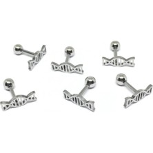 Jaida Moda 316L Cerrahi Çelik Gri Dna Figürlü Tragus, Kıkırdak, Helix 6mm Piercing
