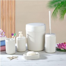 Feyza Design Şık 5'li Banyo Seti, Çöp Kovası, Tuvalet Fırçası ve Aksesuarlar