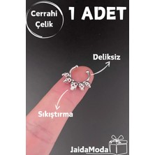 Jaida Moda Unisex Gümüş Kuru Kafalı Sıkıştırma Septum Çelik Piercing