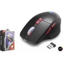 Stylmenplus Hadron G390 Kablosuz Oyuncu Mouse Type-C Port Şarjlı + LED Gösterim Rgb 1600DPI Sessiz Siyah
