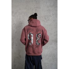 Glam Love 98 Baskılı Kapşonlu Sweat - Gül Kurusu