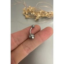Jaida Moda Kadın Gümüş Mars Top Figür Cerrahi Çelik Göbek Piercing