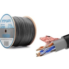 No35 Nodar ND2002 Ftp Cat6 Dışmekan Kablo 23AWG Çift Pvc 4p- 1-0.57MM 35MM Cca 305M Siyah