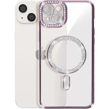 No35 Newface Iphone 14 Kılıf Joke Simli Magneticsafe Kılıf - Pembe