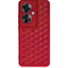 xirshop Oppo Reno 11F Kılıf Petek Silikon Kapak - Kırmızı