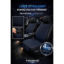 Trobus Chevrolet Kalos Hb 2002–2008 Uyumlu Kumaş Koltuk Minderi Kapitone Desen Terletmez Ön Iki Koltuk Siyah Mavi