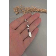 Jaida Moda Gümüş Renk Çelik Göbek Piercing Satır Bıçağı Figürü ile Parlak ve Göz Alıcı