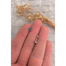 Jaida Moda Kadın Siyah Daire Figür Çelik Tragus Helix Kıkırdak Piercing