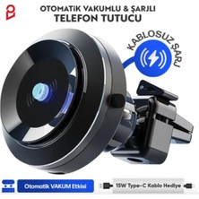 Enkado Otomatik Vakumlu Kablosuz Şarjlı Araç Içi Telefon Tutucu