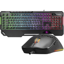 Paxteks Rampage KM-R96 Elemental Siyah Rgb Aydınlatmalı Q Oyuncu Klavye ve Mouse Gaming Set 7200DPI