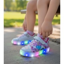 Surpie Shoes Kız Çocuk Unicorn Günlük Ayakkabı, Çocuk Işıklı Ayakkabı
