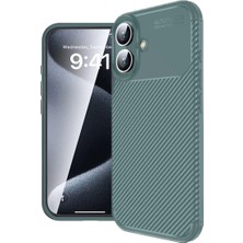 xirshop Iphone 16 Kılıf Auto Focus Karbon Kapak - Koyu Yeşil