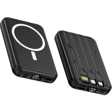 No35 Snapmax SNP-3005 10.000 Mah Kablosuz Hızlı Şarj Magsafe Powerbank LED Ekranlı Çoklu Girişli