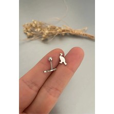 Jaida Moda 316L Cerrahi Çelik Gümüş Akbaba Figürlü Tragus, Kıkırdak, Helix 6mm Piercing