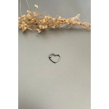 Jaida Moda Kadın Gümüş Renk Cerrahi Çelik Kalp Figürlü Piercing