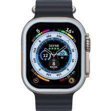 No35 Newface Apple Watch Ultra 49MM Alüminyum Kasa Cam Ekran Koruyucu - Mavi