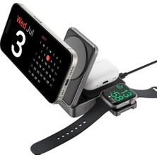 No35 S-Link SW-CWF116 Siyah Telefon Kulaklık Akıllı Saat 15W 3 In 1 Magsafe Qi2 Kablosuz Şarj Cihazı