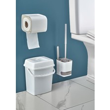 Feyza Design 3'lü Banyo Seti Tuvalet Kağıtlığı, Pis Su Hazneli Fırça ve Çöp Kovası