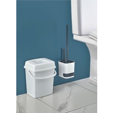 Feyza Design 2'li Banyo Seti, Pis Su Hazneli Tuvalet Fırçası ve Çöp Kovası