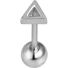 Jaida Moda Unisex Gümüş Cerrahi Çelik Üçgen Model Tragus Helix Piercing