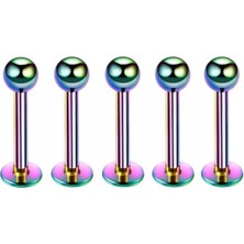 Jaida Moda Unisex Çelik Hologram 5li Set Tragus Helix Piercing