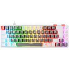 Zemira Rampage Yoru Mini Gri-Beyaz Type-C Bağlantılı Outemu Red Swich Q Mekanik Gaming Oyuncu Klavye Rgb
