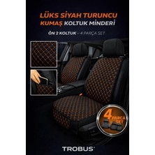 Trobus Skoda Favorit 1987–1995 Uyumlu Kumaş Koltuk Minderi Kapitone Desen Terletmez Ön Iki Koltuk Siyah Turuncu