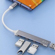 Maxdora Inca IUSB-04T Type-C Grişli 4port USB Hub 3x2.0 USB Çıkış 3.0 USB Çıkış 5 Gbps