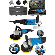 Schatz Profesyonel 1200W 6 Kademe Devir Ayarlı Pasta Cila Polisaj Makinesi 180MM Mavi