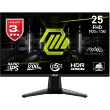 Paxteks Msi 24.5" Mag 255F E20 1920X1080 Flat Rapid IPS 200Hz 0.5ms (Gtg) Freesync Premium Gaming Monitor