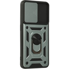 No35 Newface Oppo A74 4g Kılıf Pars Lens Yüzüklü Silikon - Yeşil