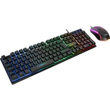 MK Beykoz Everest KM-198 Luminax Siyah Gökkuşağı Aydınlatmalı Q Gaming Oyuncu Klavye + Mouse Set