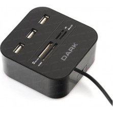 Cash Dukkan Dark UCR202 USB Microsd-Sd-Mmc-M2-Ms Pro Duo Kart Okuyuculu USB Çoklayıcı