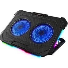 No35 Rampage Sirius S46 15"-17" Rgb Işıklı 2 Fanlı Yükseklik Ayarlı 125-125-15 2 USB Port Notebook Soğut