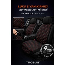 Trobus Lada Samara 1984–2013 Uyumlu Kumaş Koltuk Minderi Kapitone Desen Terletmez Ön Iki Koltuk Siyah Kırmızı